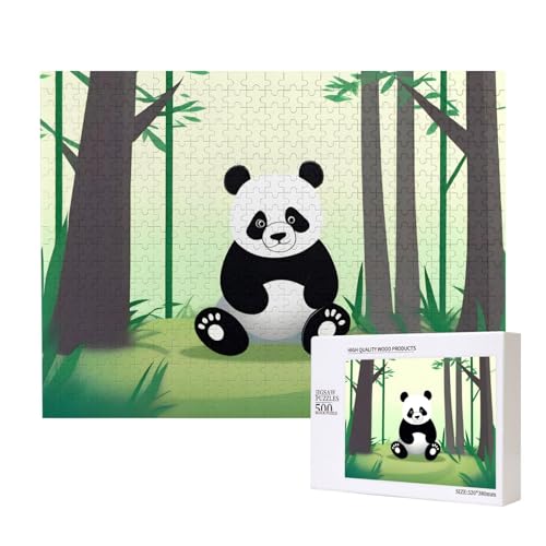 Phayah Niedliches Panda-Puzzle, 500 Teile für Puzzle, Holzpuzzle für Familie, Freunde, Heimdekoration, Wandkunst, 50,4 x 38,1 cm Phayah Niedliches Panda-Puzzle, 500 Teile für Puzzle, Holzpuzzle für Familie, Freunde, Heimdekoration, Wandkunst, 50,4 x 38,1 cm von PHAYAH