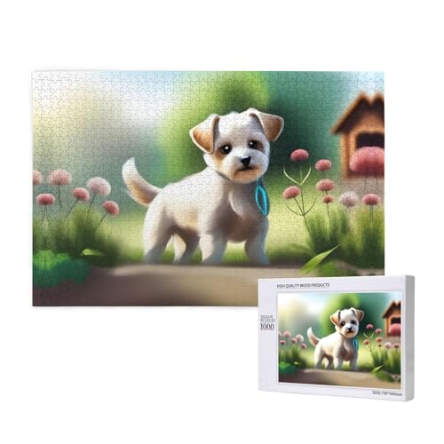 Phayah Niedliches Welpen-Puzzle, 1000 Teile für Puzzle, Holzpuzzle für Familie, Freunde, Heimdekoration, Wandkunst, 75 x 50 cm von PHAYAH