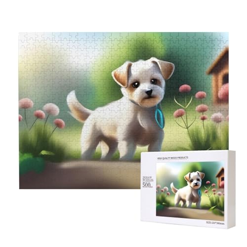 Phayah Niedliches Welpen-Puzzle, 500 Teile für Puzzle, Holzpuzzle für Familie, Freunde, Heimdekoration, Wandkunst, 50,4 x 38,1 cm von PHAYAH