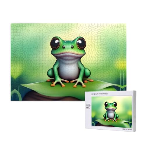Phayah Niedliches kleines Fro-Puzzle, 1000 Teile, Holzpuzzle für Familie, Freunde, Heimdekoration, Wandkunst, 75 x 50 cm von PHAYAH