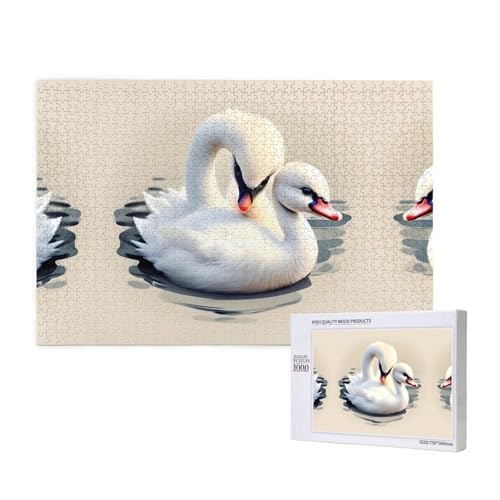 Phayah Niedliches kleines Schwan-Puzzle für Erwachsene, 1000 Teile, Heimdekoration, Geburtstagsparty für Männer und Frauen, 29,5 x 50 cm von PHAYAH