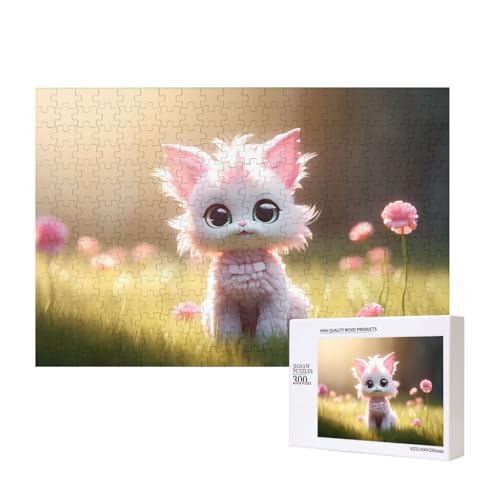 Phayah Niedliches rosa Kätzchen-Muster, Puzzle, einzigartiges Puzzle, Wandkunst, Bild für Heimdekoration, 300 Stück von PHAYAH