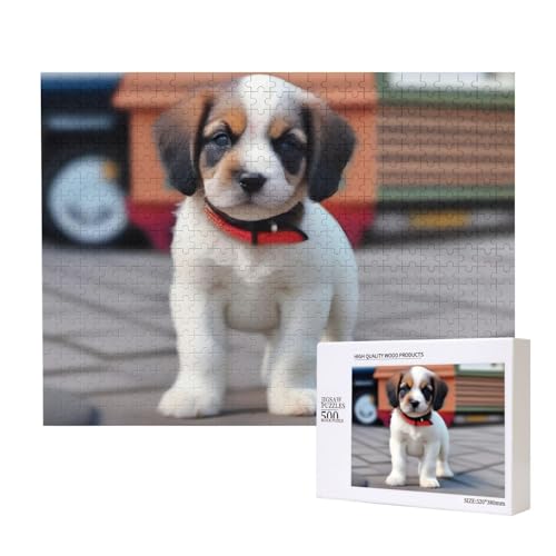 Phayah Niedliches weißes Welpen-Puzzle, 500 Teile, für Puzzle, Holzpuzzle für Familie, Freunde, Heimdekoration, Wandkunst, 50,4 x 38,1 cm von PHAYAH