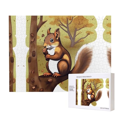 Phayah Nussfressendes Eichhörnchen-Puzzle für Erwachsene, 500 Teile, Heimdekoration, Geburtstagsparty für Männer und Frauen, 20,4 x 38,1 cm Phayah Nussfressendes Eichhörnchen-Puzzle für Erwachsene, 500 Teile, Heimdekoration, Geburtstagsparty für Männer und Frauen, 20,4 x 38,1 cm von PHAYAH