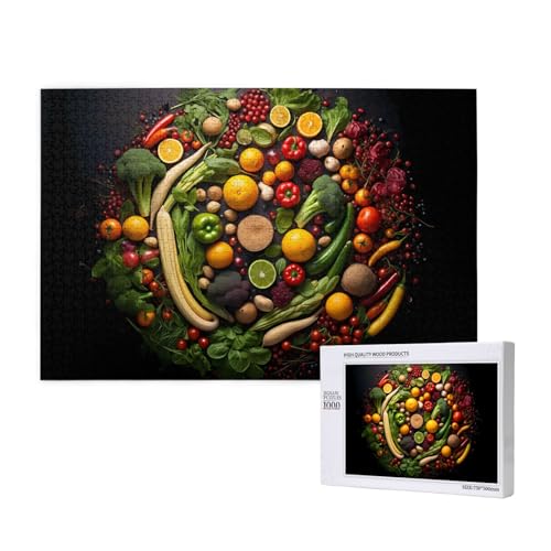 Phayah Obst- und Gemüse-Puzzle, 1000 Teile für Puzzle, Holzpuzzle für Familie, Freunde, Heimdekoration, Wandkunst, 75 x 50 cm von PHAYAH