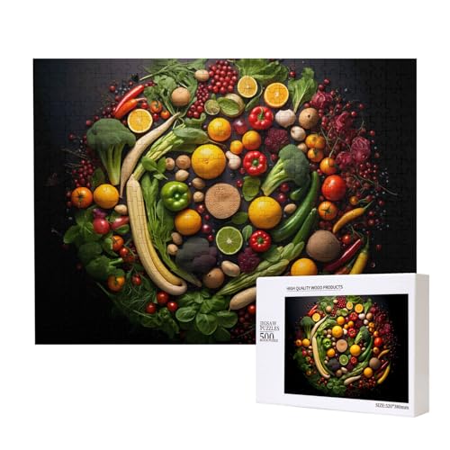 Phayah Obst- und Gemüse-Puzzle, 500 Teile, Holzpuzzle für Familie, Freunde, Heimdekoration, Wandkunst, 500 x 38 cm Phayah Obst- und Gemüse-Puzzle, 500 Teile, Holzpuzzle für Familie, Freunde, Heimdekoration, Wandkunst, 500 x 38 cm von PHAYAH