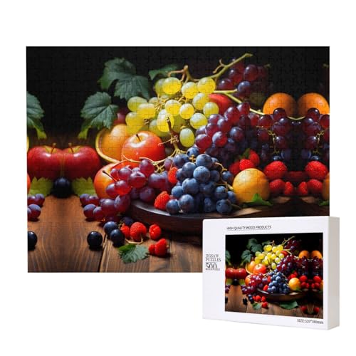 Phayah Obststapel-Puzzle, 500 Teile, für Puzzle, Holzpuzzle für Familie, Freunde, Heimdekoration, Wandkunst, 50,4 x 38,1 cm Phayah Obststapel-Puzzle, 500 Teile, für Puzzle, Holzpuzzle für Familie, Freunde, Heimdekoration, Wandkunst, 50,4 x 38,1 cm von PHAYAH