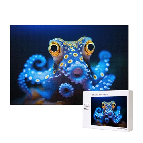 Phayah Oktopus-Puzzle mit blauen Ringen, 300 Teile, Heimdekoration, Geburtstagsparty für Männer und Frauen, 15,7 x 27,9 cm Phayah Oktopus-Puzzle mit blauen Ringen, 300 Teile, Heimdekoration, Geburtstagsparty für Männer und Frauen, 15,7 x 27,9 cm von PHAYAH