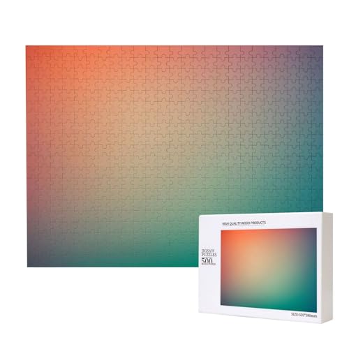 Phayah Orangefarbene Puzzles mit Farbverlauf, 500 Teile, für Puzzle, Holzpuzzle für Familie, Freunde, Heimdekoration, Wandkunst, 20,4 x 38,1 cm von PHAYAH