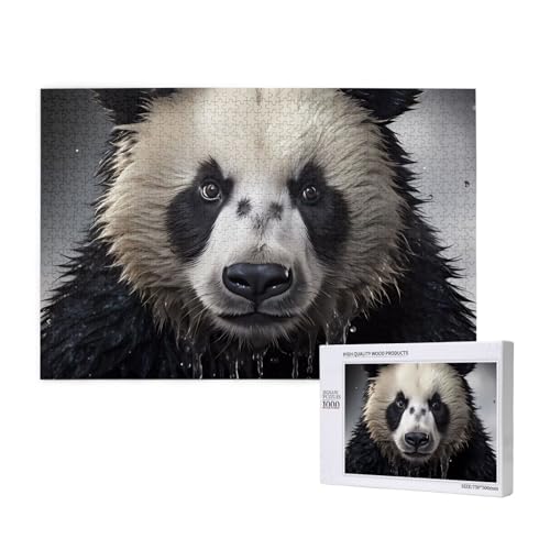 Phayah Panda im Wasser Puzzles 1000 Teile für Puzzle Holzpuzzle für Familie Freund Heimdekoration Wandkunst 29,5 x 50 cm von PHAYAH