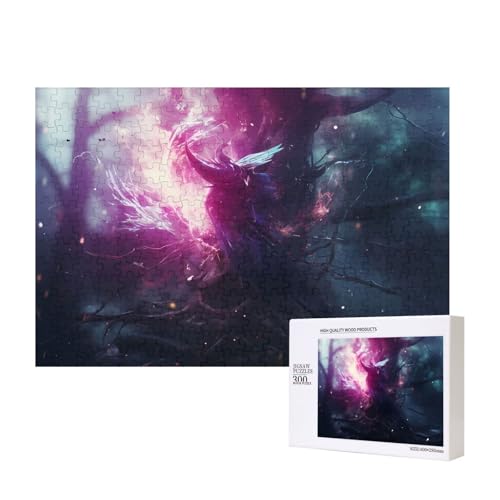 Phayah Purple Flame Phoenix Pattern Puzzle Unique Jigsaw Wall Art Picture for Home Decoration 300 Pcs von PHAYAH