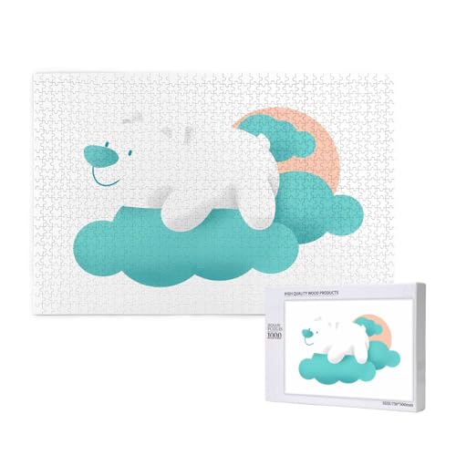 Phayah Puzzle "Bär auf den Wolken", für Erwachsene, 1000 Teile, Heimdekoration, Geburtstagsparty für Männer und Frauen, 29,5 x 50 cm von PHAYAH