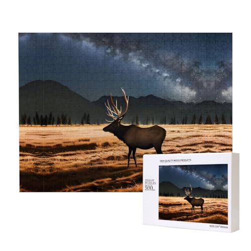 Phayah Puzzle "Elch auf der Wiese" für Erwachsene, 500 Teile, Heimdekoration, Geburtstagsparty für Männer und Frauen, 20,4 x 38,1 cm Phayah Puzzle "Elch auf der Wiese" für Erwachsene, 500 Teile, Heimdekoration, Geburtstagsparty für Männer und Frauen, 20,4 x 38,1 cm von PHAYAH