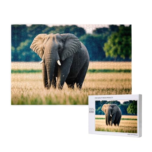 Phayah Puzzle Elefant im Grasland, 1000 Teile für Puzzle, Holzpuzzle für Familie, Freunde, Heimdekoration, Wandkunst, 75 x 50 cm Phayah Puzzle Elefant im Grasland, 1000 Teile für Puzzle, Holzpuzzle für Familie, Freunde, Heimdekoration, Wandkunst, 75 x 50 cm von PHAYAH