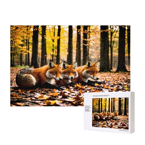 Phayah Puzzle Fuchs in gefallenen Blättern, einzigartiges Puzzle, Wandkunst, Bild für Heimdekoration, 300 Stück von PHAYAH