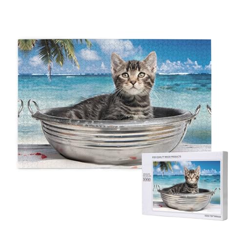 Phayah Puzzle Katze im Becken, 1000 Teile, Heimdekoration, Geburtstagsparty für Männer und Frauen, 29,5 x 50 cm Phayah Puzzle Katze im Becken, 1000 Teile, Heimdekoration, Geburtstagsparty für Männer und Frauen, 29,5 x 50 cm von PHAYAH