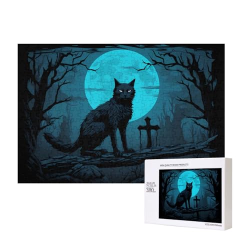 Phayah Puzzle Katze im Mondlicht, für Erwachsene, 300 Teile, Heimdekoration, Geburtstagsparty für Männer und Frauen, 15,7 x 27,9 cm Phayah Puzzle Katze im Mondlicht, für Erwachsene, 300 Teile, Heimdekoration, Geburtstagsparty für Männer und Frauen, 15,7 x 27,9 cm von PHAYAH