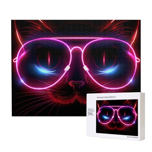 Phayah Puzzle Katze mit Lichtbrille, für Erwachsene, 500 Teile, Heimdekoration, Geburtstagsparty, für Männer und Frauen, 20,4 x 38,1 cm Phayah Puzzle Katze mit Lichtbrille, für Erwachsene, 500 Teile, Heimdekoration, Geburtstagsparty, für Männer und Frauen, 20,4 x 38,1 cm von PHAYAH