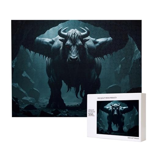 Phayah Puzzle "Kuh in Höhle", 500 Teile, Holzpuzzle für Familie, Freunde, Heimdekoration, Wandkunst, 500 x 38 cm Phayah Puzzle "Kuh in Höhle", 500 Teile, Holzpuzzle für Familie, Freunde, Heimdekoration, Wandkunst, 500 x 38 cm von PHAYAH