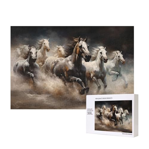 Phayah Puzzle "Running Of The Horses", 300 Teile für Puzzle, Holzpuzzle für Familie, Freunde, Heimdekoration, Wandkunst, 39 x 27 cm Phayah Puzzle "Running Of The Horses", 300 Teile für Puzzle, Holzpuzzle für Familie, Freunde, Heimdekoration, Wandkunst, 39 x 27 cm von PHAYAH