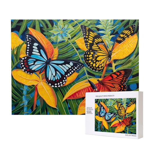 Phayah Puzzle Schmetterling auf grünen Blättern, einzigartiges Puzzle, Wandkunst, Bild für Heimdekoration, 500 Stück von PHAYAH