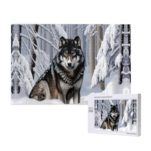 Phayah Puzzle Wolf im Schnee, 1000 Teile, Heimdekoration, Geburtstagsparty für Männer und Frauen, 75 x 50 cm Phayah Puzzle Wolf im Schnee, 1000 Teile, Heimdekoration, Geburtstagsparty für Männer und Frauen, 75 x 50 cm von PHAYAH