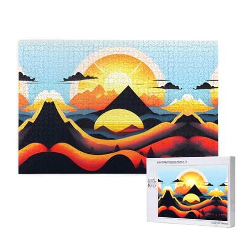 Phayah Puzzle für Erwachsene, Motiv: Sonnenaufgang, Berg, 1000 Teile, Heimdekoration, Geburtstagsparty für Männer und Frauen, 29,5 x 19,7 cm von PHAYAH