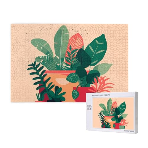 Phayah Puzzle für den Innenbereich, kleine grüne Pflanzen, 1000 Teile, Holzpuzzle für Familie, Freunde, Heimdekoration, Wandkunst, 29,5 x 50 cm von PHAYAH
