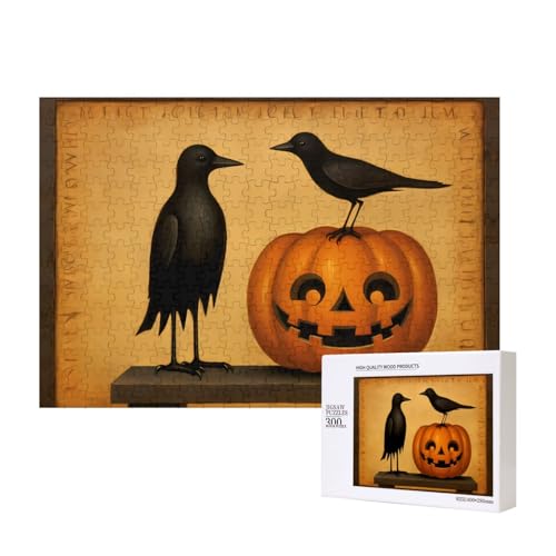 Phayah Puzzle mit Amsel und Kürbis, einzigartiges Puzzle, Wandkunst, Bild für Heimdekoration, 300 Stück von PHAYAH