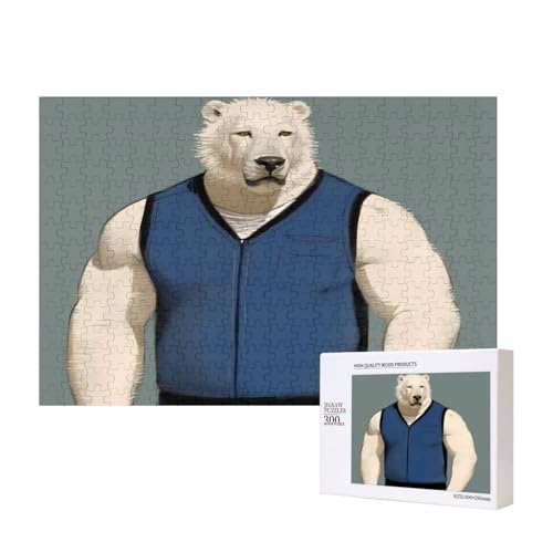 Phayah Puzzle mit Bär in Weste, für Erwachsene, 300 Teile, Heimdekoration, Geburtstagsparty für Männer und Frauen, 15,7 x 27,9 cm Phayah Puzzle mit Bär in Weste, für Erwachsene, 300 Teile, Heimdekoration, Geburtstagsparty für Männer und Frauen, 15,7 x 27,9 cm von PHAYAH