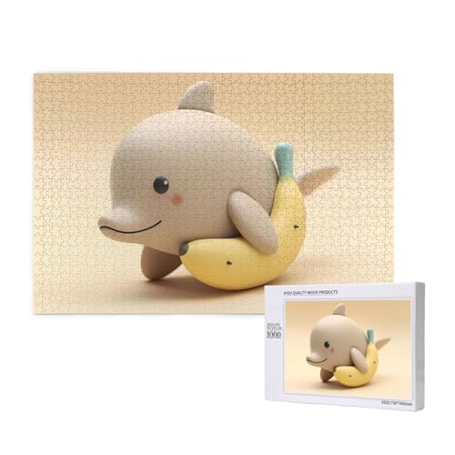 Phayah Puzzle mit Banane und Delfin, für Erwachsene, 1000 Teile, Heimdekoration, Geburtstagsparty für Männer und Frauen, 29,5 x 50 cm von PHAYAH
