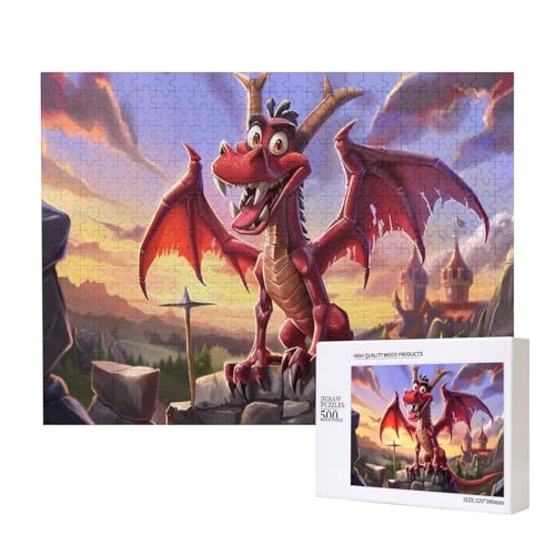Phayah Puzzle mit Cartoon-Motiv "Roter Drache", für Erwachsene, 500 Teile, Heimdekoration, Geburtstagsparty, für Männer und Frauen, 20,4 x 38,1 cm Phayah Puzzle mit Cartoon-Motiv "Roter Drache", für Erwachsene, 500 Teile, Heimdekoration, Geburtstagsparty, für Männer und Frauen, 20,4 x 38,1 cm von PHAYAH