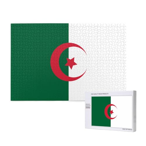 Phayah Puzzle mit Flagge von Algerien, für Erwachsene, 1000 Teile, Heimdekoration, Geburtstagsparty für Männer und Frauen, 29,5 x 50 cm Phayah Puzzle mit Flagge von Algerien, für Erwachsene, 1000 Teile, Heimdekoration, Geburtstagsparty für Männer und Frauen, 29,5 x 50 cm von PHAYAH