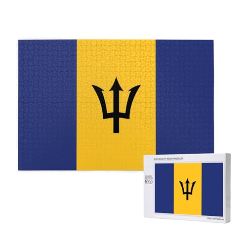 Phayah Puzzle mit Flagge von Barbados, für Erwachsene, 1000 Teile, Heimdekoration, Geburtstagsparty für Männer und Frauen, 29,5 x 50 cm von PHAYAH