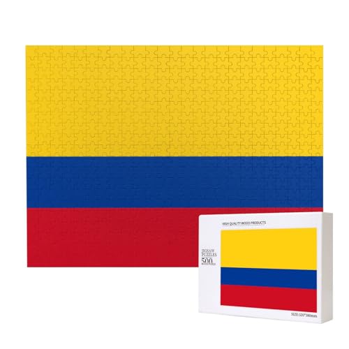 Phayah Puzzle mit Flagge von Kolumbien, 500 Teile, Holzpuzzle für Familie, Freunde, Heimdekoration, Wandkunst, 20,4 x 38,1 cm von PHAYAH