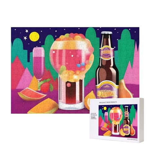 Phayah Puzzle mit Früchten im Bier-Muster, einzigartiges Puzzle, Wandkunst-Bild für Heimdekoration, 300 Stück von PHAYAH