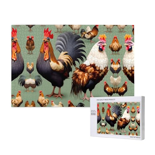 Phayah Puzzle mit Hahn und Huhn für Erwachsene, 1000 Teile, Heimdekoration, Geburtstagsparty für Männer und Frauen, 29,5 x 50 cm Phayah Puzzle mit Hahn und Huhn für Erwachsene, 1000 Teile, Heimdekoration, Geburtstagsparty für Männer und Frauen, 29,5 x 50 cm von PHAYAH