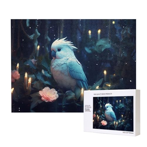 Phayah Puzzle mit Kerzen- und Papageienmuster, einzigartiges Puzzle, Wandkunst-Bild für Heimdekoration, 500 Stück von PHAYAH