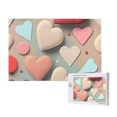 Phayah Puzzle mit Liebesmuster, 1000 Teile, Holzpuzzle für Familie, Freunde, Heimdekoration, Wandkunst, 29,5 x 50 cm Phayah Puzzle mit Liebesmuster, 1000 Teile, Holzpuzzle für Familie, Freunde, Heimdekoration, Wandkunst, 29,5 x 50 cm von PHAYAH