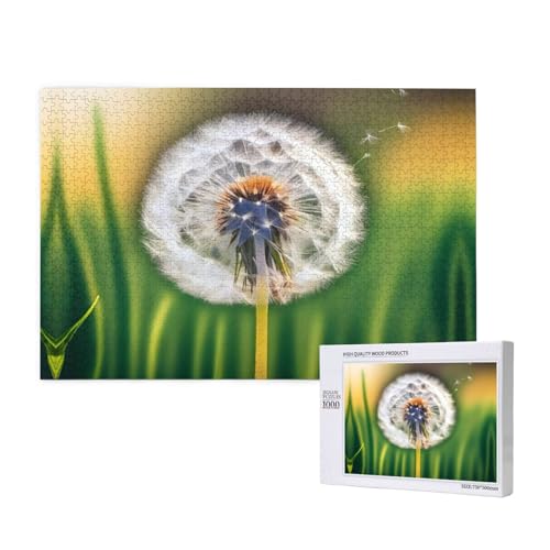 Phayah Puzzle mit Löwenzahn im Wind, 1000 Teile, Holzpuzzle für Familie, Freunde, Heimdekoration, Wandkunst, 75 x 50 cm von PHAYAH