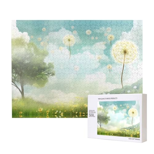 Phayah Puzzle mit Löwenzahn in der Sonne, einzigartiges Puzzle, Wandkunst-Bild für Heimdekoration, 500 Stück von PHAYAH