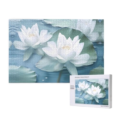 Phayah Puzzle mit Lotusblüte, Beige, 1000 Teile, Heimdekoration, Geburtstagsparty, für Männer und Frauen, 29,5 x 50 cm Phayah Puzzle mit Lotusblüte, Beige, 1000 Teile, Heimdekoration, Geburtstagsparty, für Männer und Frauen, 29,5 x 50 cm von PHAYAH