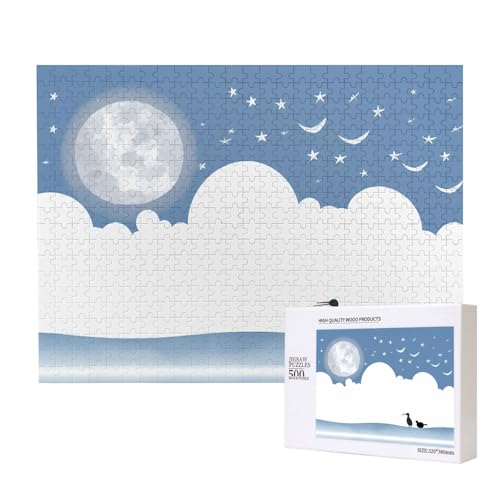 Phayah Puzzle mit Mond und Sternennacht für Erwachsene, 500 Teile, Heimdekoration, Geburtstagsparty für Männer und Frauen, 50,4 x 38,1 cm von PHAYAH