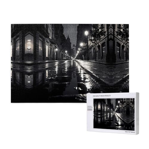Phayah Puzzle mit Regentag auf der Straße, 1000 Teile, Holzpuzzle für Familie, Freunde, Heimdekoration, Wandkunst, 75 x 50 cm Phayah Puzzle mit Regentag auf der Straße, 1000 Teile, Holzpuzzle für Familie, Freunde, Heimdekoration, Wandkunst, 75 x 50 cm von PHAYAH