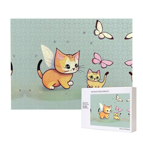 Phayah Puzzle mit Schmetterlingskätzchen, für Erwachsene, 500 Teile, Heimdekoration, Geburtstagsparty für Männer und Frauen, 50 x 38 cm Phayah Puzzle mit Schmetterlingskätzchen, für Erwachsene, 500 Teile, Heimdekoration, Geburtstagsparty für Männer und Frauen, 50 x 38 cm von PHAYAH