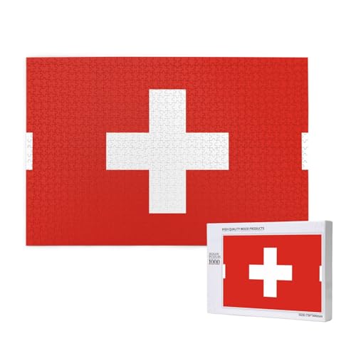Phayah Puzzle mit Schweizer Flagge, für Erwachsene, 1000 Teile, Heimdekoration, Geburtstagsparty, für Männer und Frauen, 29,5 x 50 cm Phayah Puzzle mit Schweizer Flagge, für Erwachsene, 1000 Teile, Heimdekoration, Geburtstagsparty, für Männer und Frauen, 29,5 x 50 cm von PHAYAH