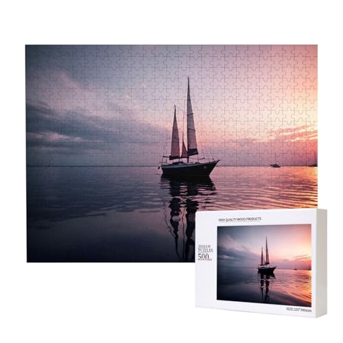 Phayah Puzzle mit Segelboot bei Sonnenuntergang, 500 Teile, Holzpuzzle für Familie, Freunde, Heimdekoration, Wandkunst, 50 x 38 cm Phayah Puzzle mit Segelboot bei Sonnenuntergang, 500 Teile, Holzpuzzle für Familie, Freunde, Heimdekoration, Wandkunst, 50 x 38 cm von PHAYAH