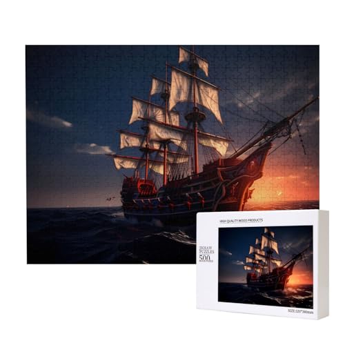 Phayah Puzzle mit Segelboot im Sonnenuntergang, einzigartiges Puzzle, Wandkunst, Bild für Heimdekoration, 500 Stück von PHAYAH