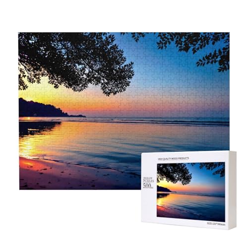 Phayah Puzzle mit Sonnenuntergang am Strand, 500 Teile, Holzpuzzle für Familie, Freunde, Heimdekoration, Wandkunst, 500 x 38 cm Phayah Puzzle mit Sonnenuntergang am Strand, 500 Teile, Holzpuzzle für Familie, Freunde, Heimdekoration, Wandkunst, 500 x 38 cm von PHAYAH