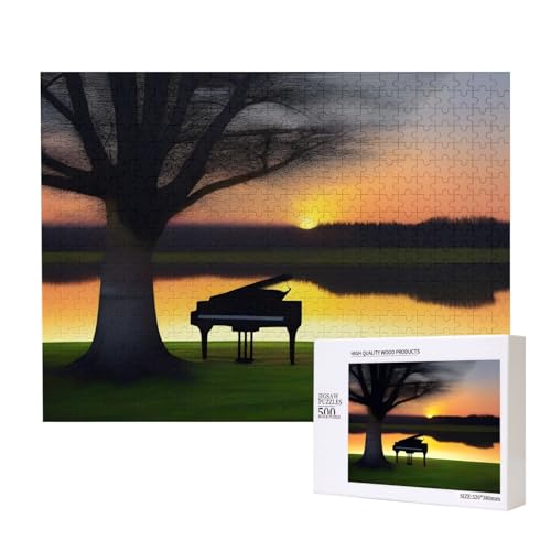 Phayah Puzzle mit Sonnenuntergang und P-Puzzle, 500 Teile, Holzpuzzle für Familie, Freunde, Heimdekoration, Wandkunst, 50 x 38 cm von PHAYAH